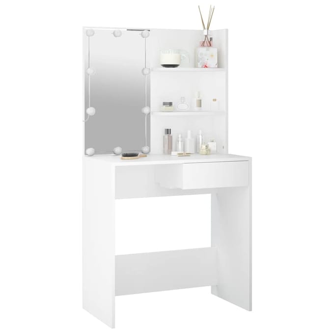 vidaXL - Kaptafel - met - LED-verlichting - 74,5x40x141 - cm - wit