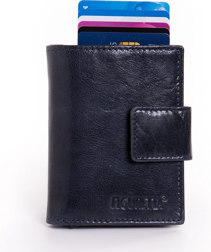 Figuretta Cardprotector met Muntvak RFID | Glanzend Leder | Blauw