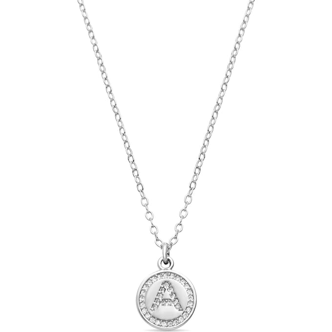 Luxenter Collier de zirconium brillant finition en rhodium - Alphabet A white