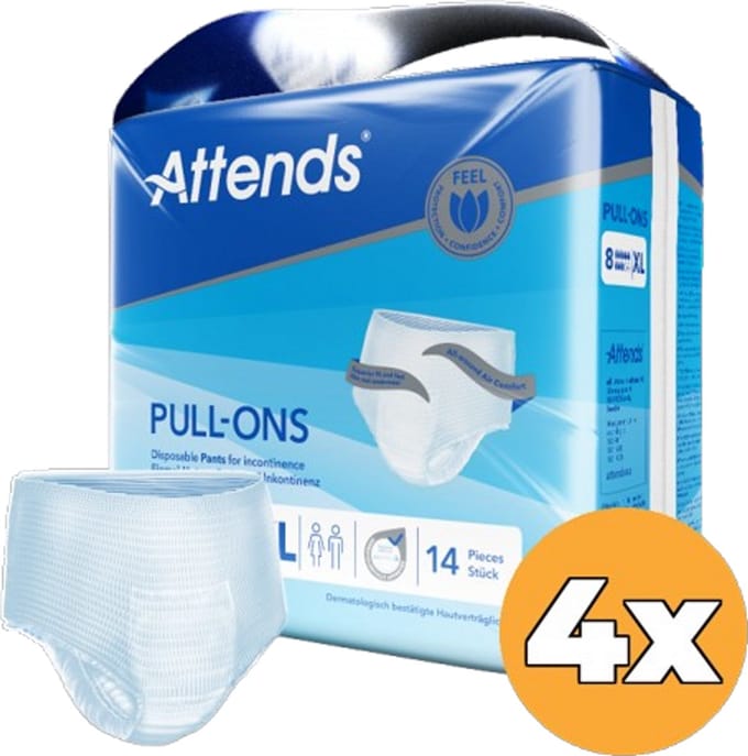 4x Attends Pull-ons 8 X-Large (14 stuks)