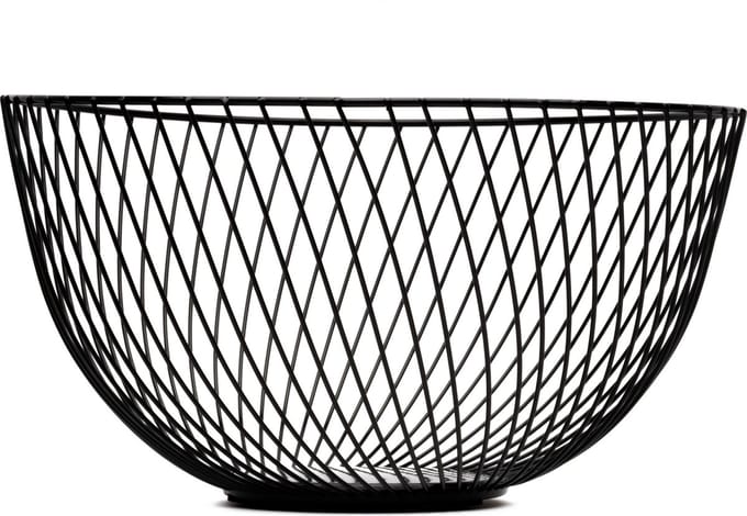 Baulk® - Fruitschaal zwart – Fruitmand – Metaal – Modern – Medium – 25cm - Vlak