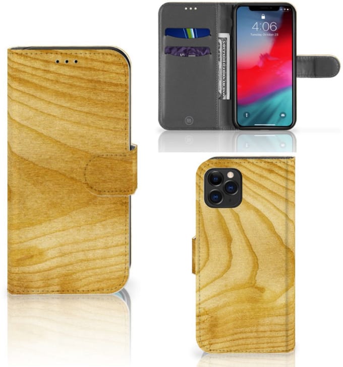 Apple iPhone 11 Pro Book Style Case Licht Hout