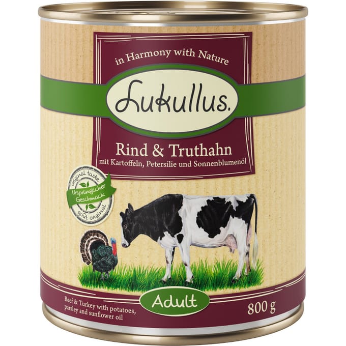 6x800g Rund & Kalkoen Lukullus Hondenvoer