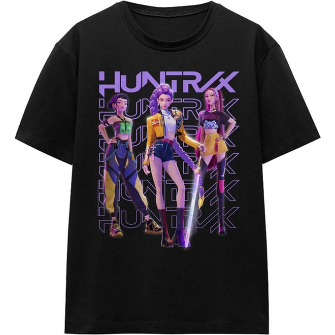 K-Pop Demon Hunters Dames/Dames Huntr/X Groep Pose T-Shirt (Zwart)