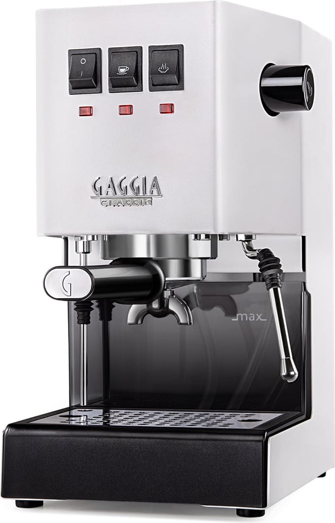 Gaggia New Classic E24 Espressomachine - 58 mm Professionele Filterdrager - Messing Boiler - Professionele Stoompijp - Polar White