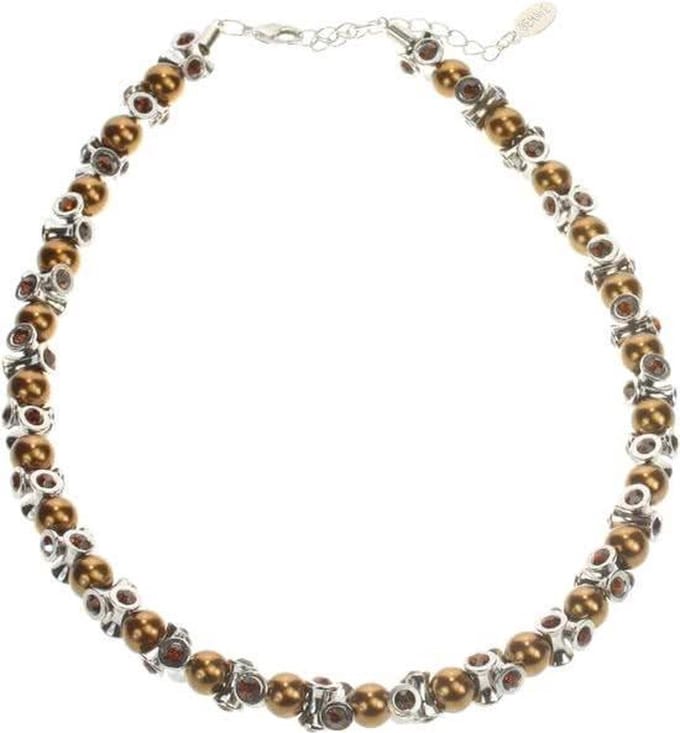 Behave - Klassiek parelcollier met steentjes - 41 cm + 5 cm verlengketting