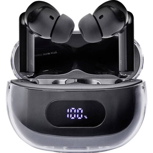 Intenso Buds Plus T310AE schwarz In Ear headset Bluetooth Stereo Zwart Noise Cancelling Oplaadbox, Indicator voor batterijstatus, Touchbesturing Mobiele