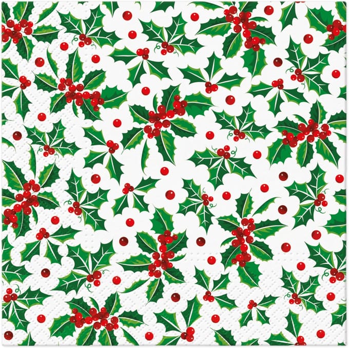 Lunch servetten Holly Pattern - PAW Decor - 33x33 cm