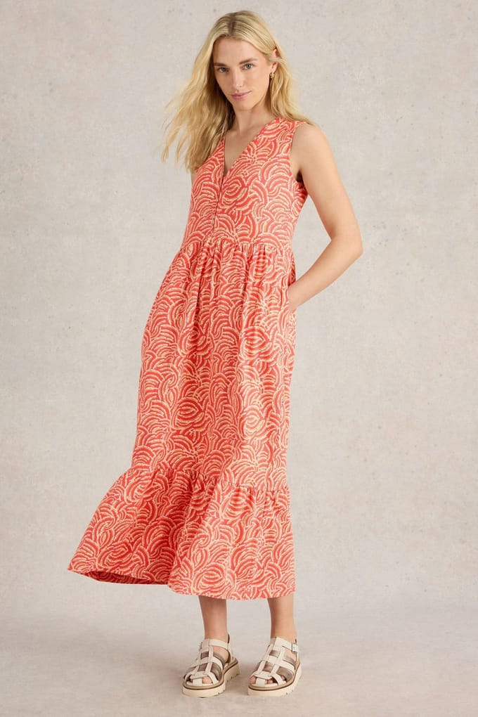 White Stuff Cameron Jersey Maxi Dress Red Print Größe: 6 REGULAR | Maxikleider Outlet | Damen | Rot