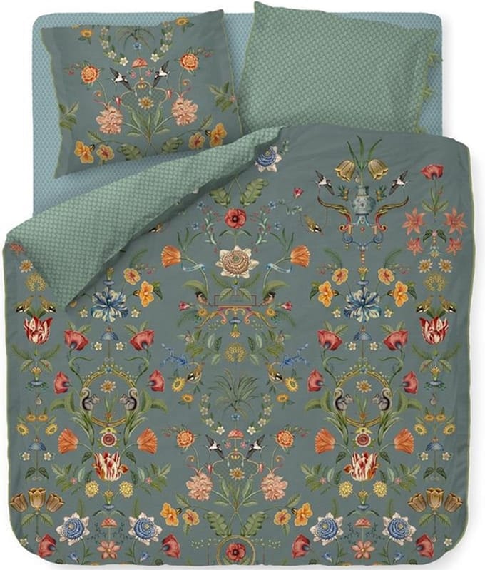 Pip Studio Botanico Verde Dekbedovertrek - Extra breed - 260x200/220 cm - Blauw