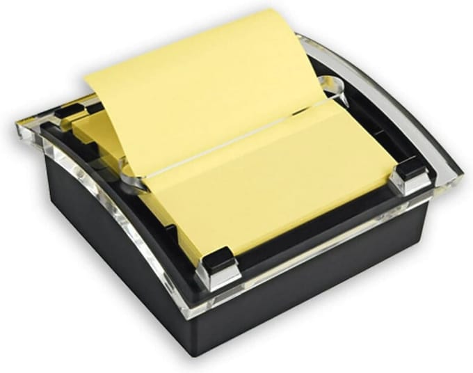 Pop-up Notitie Dispenser 3 x 3 inch met Zwarte Basis en Heldere Deksel