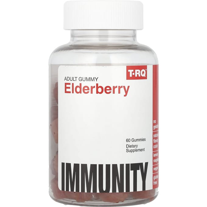 T-RQ, sureau, immunité, saveur citron framboise, 60 gommes