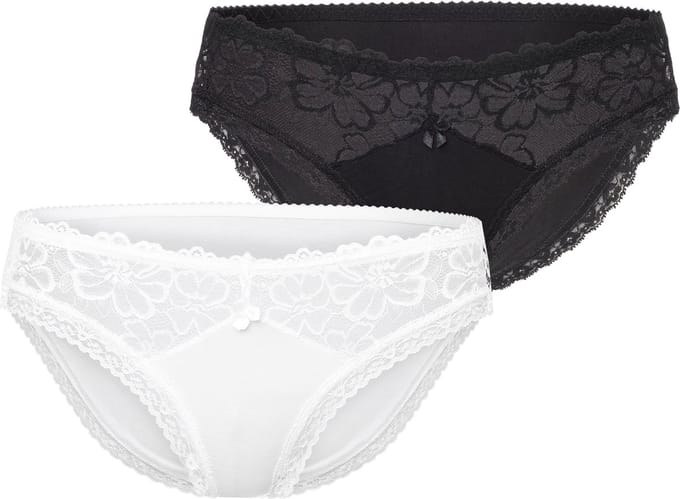 Merry Style Dames Slip Onderbroek - Katoen - Regular Taille - 2-Pack - MS-GAB-92-Hipsters-2P - (2Pack) Zwart/Wit - M