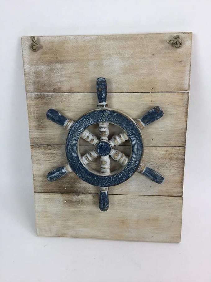 Beach Stuurwiel 30x40 cm handgemaakt van hout