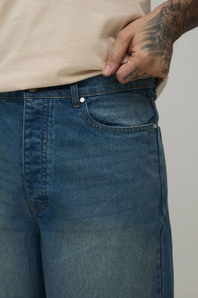 Tall Essential Relaxed Fit Denim Jorts | Antique Blue | Size 46