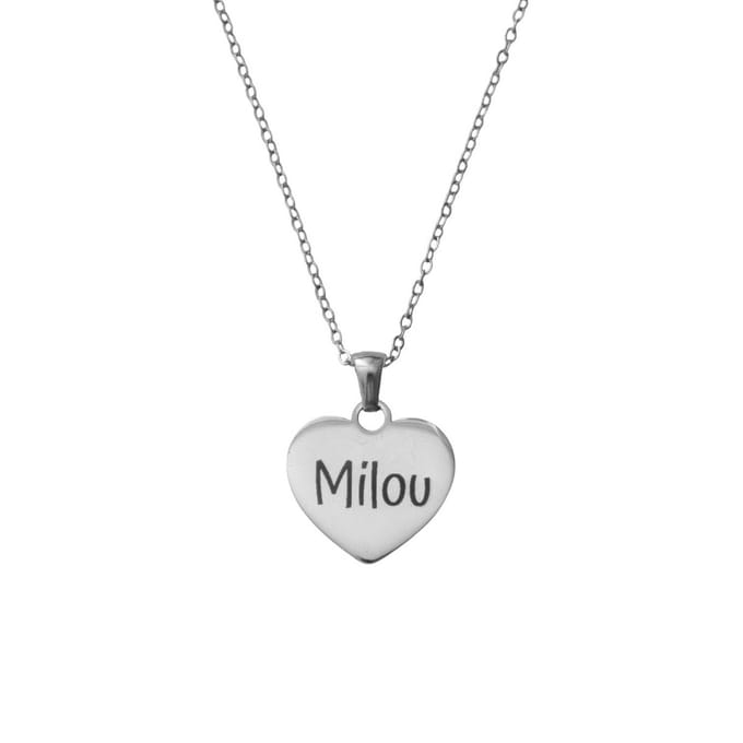 Graveerbare Naam Ketting Hart Zilver