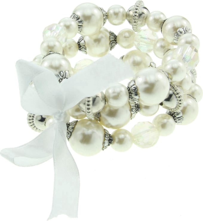 Behave - elastische armband met parelglans en strik - bridal touch
