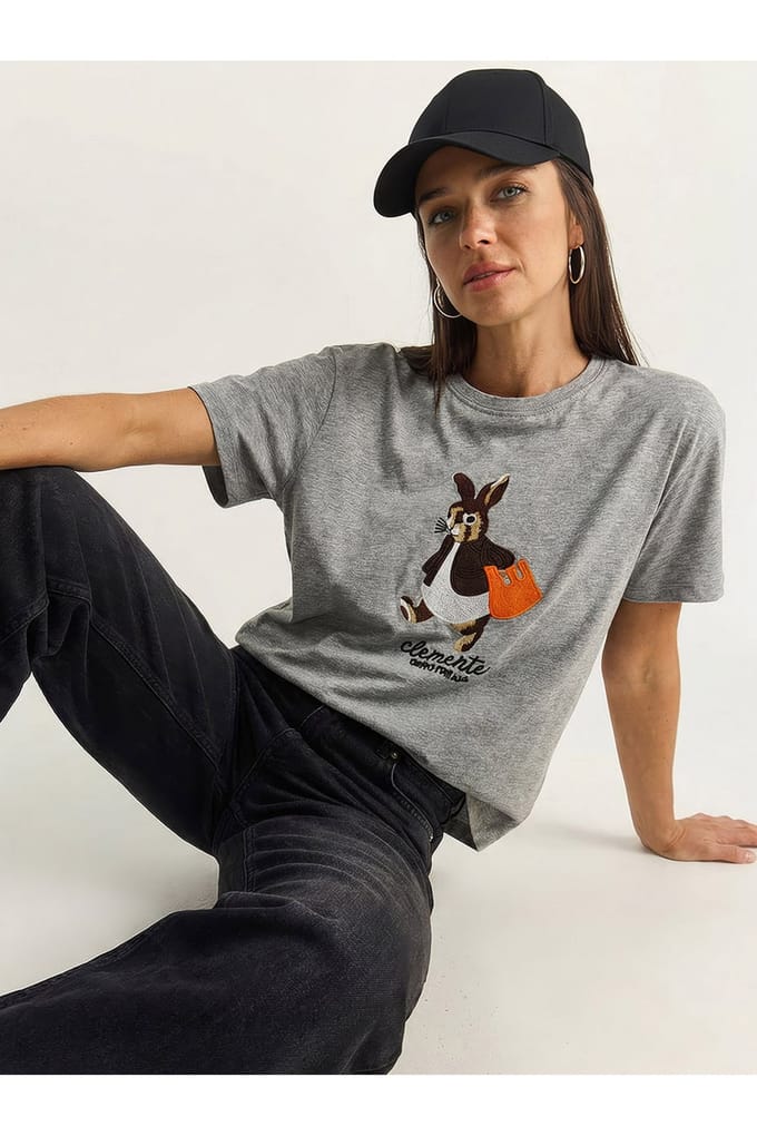 Geborduurd T-shirt met ronde hals