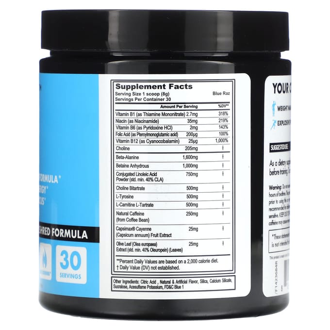 fitcode, LeanPre, Formule Shredded Pré-Entraînement, Framboise Bleue, 8,46 oz (240g)