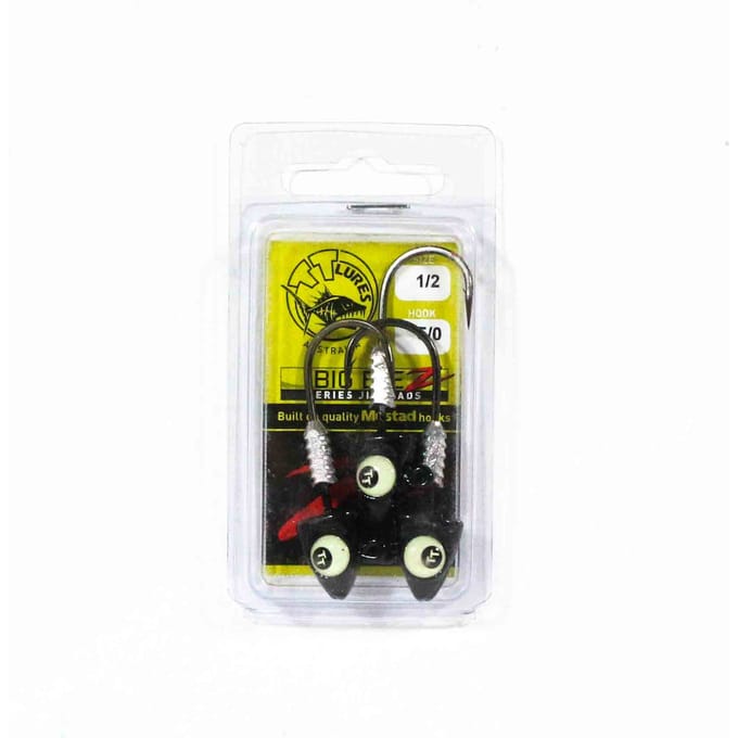 Tackle Tactics TT Big EyeZ Tête plombée 1/2 oz 5/0 Black Glow EyeZ (5154) white