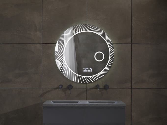 Mawialux LED Badkamerspiegel - Bluetooth en speakers - 80cm - Rond - Verwarming - Touchscreen - Dimbaar - Imelda PLUS
