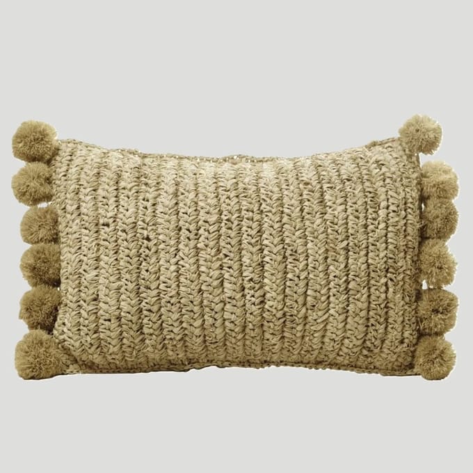 Sierkussen Sanur met binnenvulling 50 x 30 cm/Sierkussen Sanur met pompons