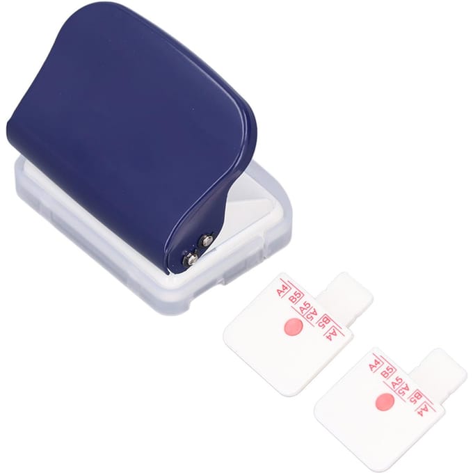 Perforator Donkerblauw 6 Gaten Draagbare Kleine Planner Perforator met Positioneringsliniaal voor A4 A5 B5 white