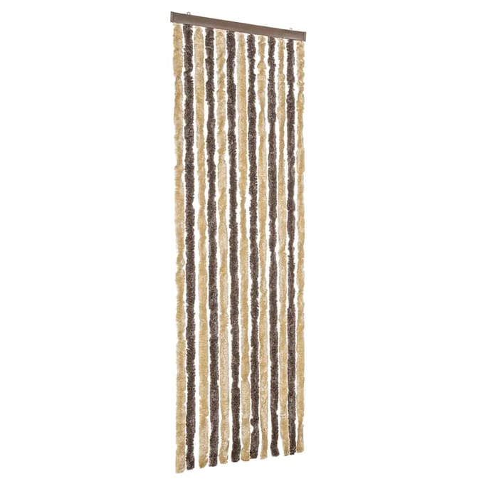 vidaXL - Vliegengordijn - 56x200 - cm - chenille - donkerbruin - en - beige