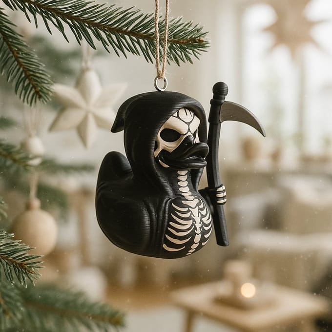 Kerstboom hanger Middelgroot Doodshoofd Eend Beeldje – Spookachtige 3D-geprinte kerst decoratie