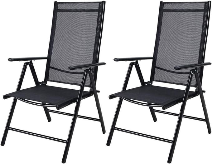 Inklapbare Tuinstoel Set van 2 - Verstelbare Hoge Rugleuning Klapstoelen