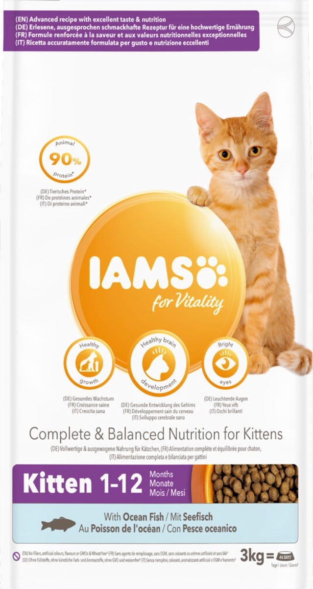 3x Iams Cat Kitten Ocean Fish 3 kg