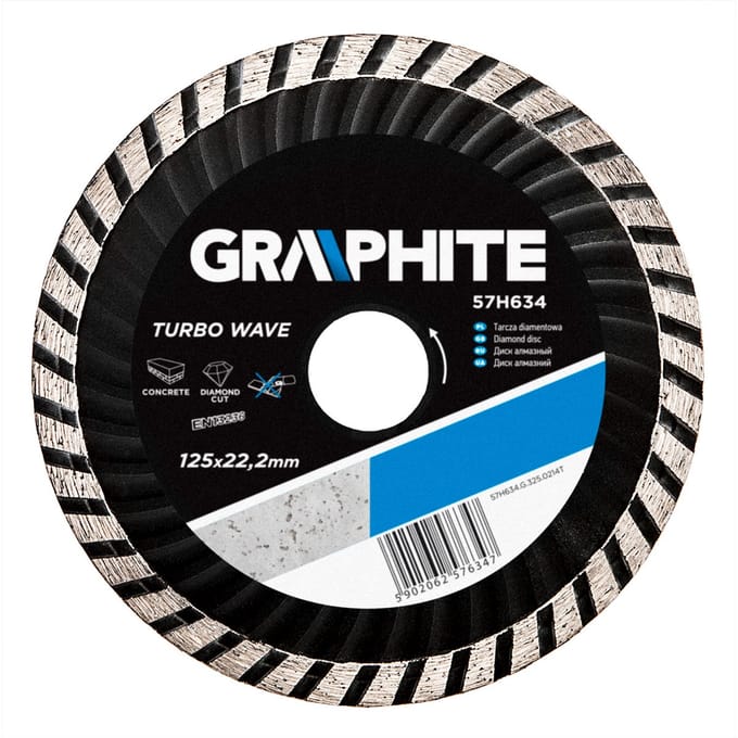 Graphite - Diamantzaagblad - Turbo Wave - 125 mm - Beton en Steen