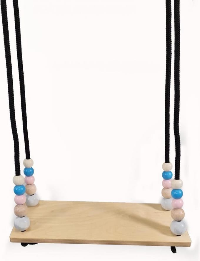 Hess Houten Plankschommel Met Kralen Pastel