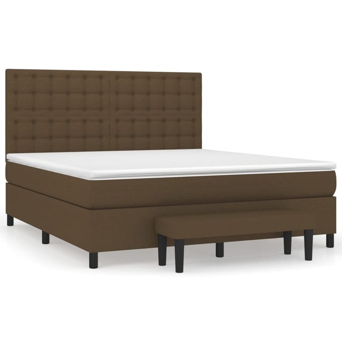 vidaXL - Boxspring - met - matras - stof - donkerbruin - 160x200 - cm