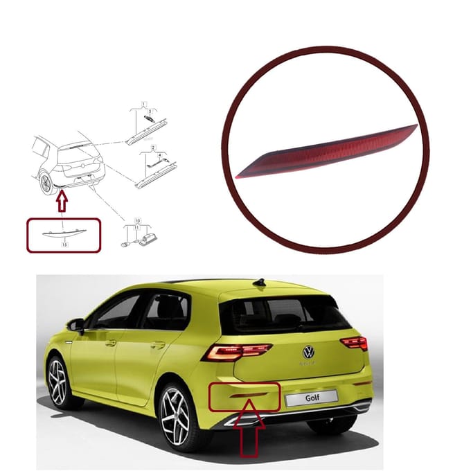 BSP1069 Achterbumper Reflector Achterlicht Stoplicht Afdekking Rood LINKS 5G0945105C Voor VW Golf 7.5 8 e-Golf Variant 4Motion R32 GTI Rabbit