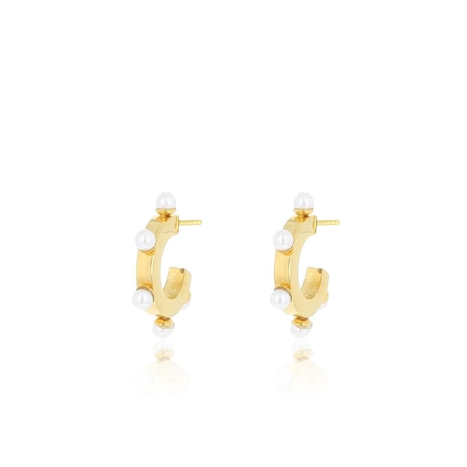 Gold coloured earrings with pearls