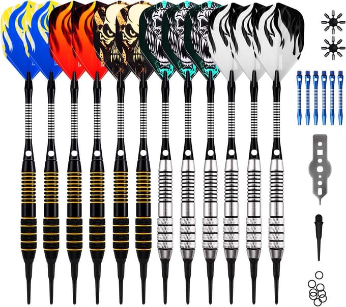 Softdartpijlen Set 18 Gram Professioneel met Kunststof Punt Inclusief Accessoires