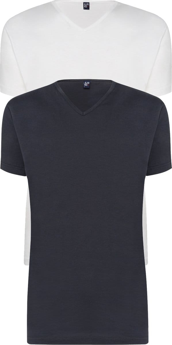 ALAN RED T-shirts Vermont (2-pack) - V-hals - wit en antraciet grijs