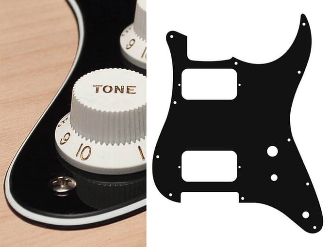 Boston ST-331-B pickguard, Stallion, HH, 2 pot holes, toggle switch, 3 ply, black