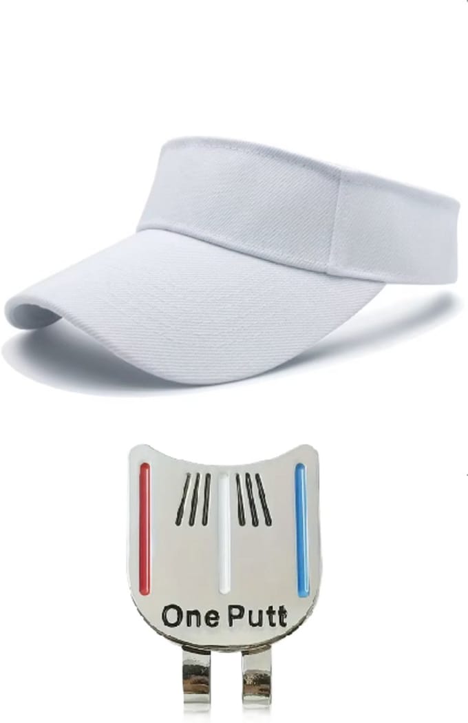 Golf Zonneklep + Putting Alignment Tool - Zonneklep Dames - Wit - Zonneklep Heren - Golf Accessoires - Golf Spullen