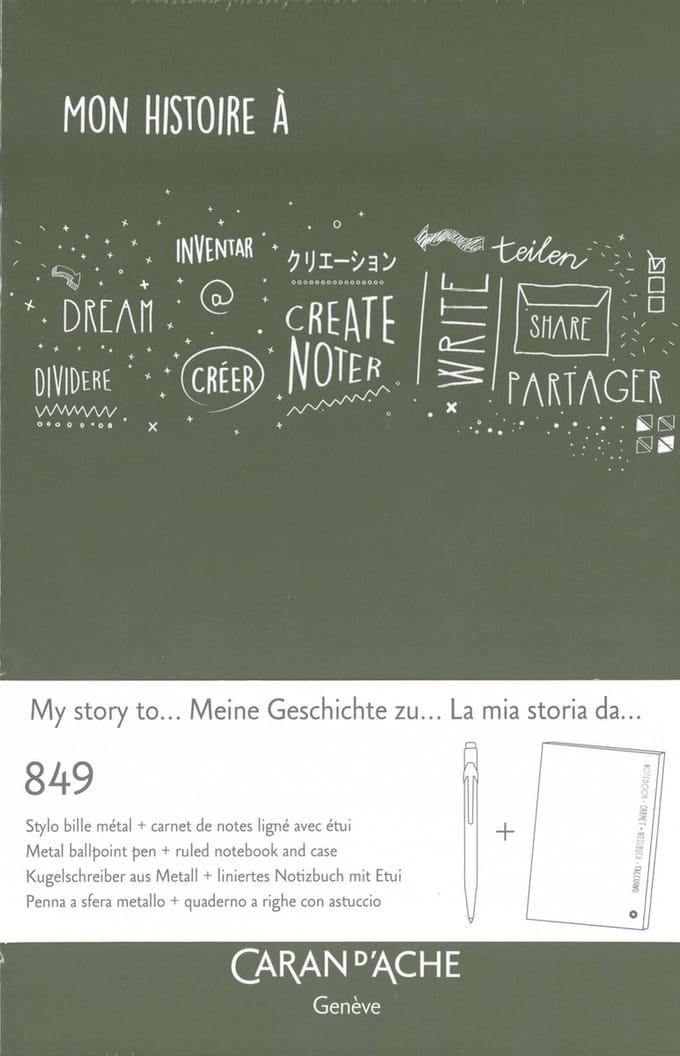 NOTITIE BOEK EN PEN CADEAU SET MON HISTOIRE A CARAN DACHE