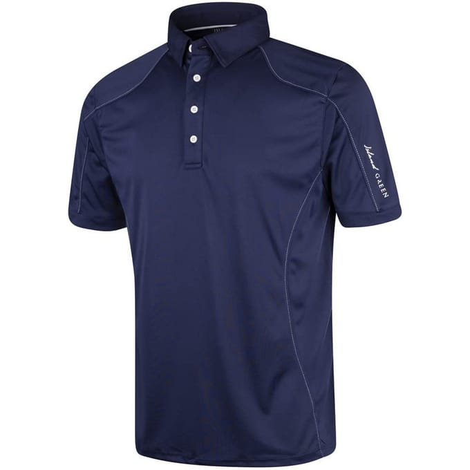 Island Green Heren Gestikt Golf Poloshirt (Marine)