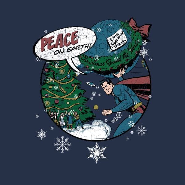 DC Superman Peace On Earth Women's Christmas T-Shirt - Navy - S