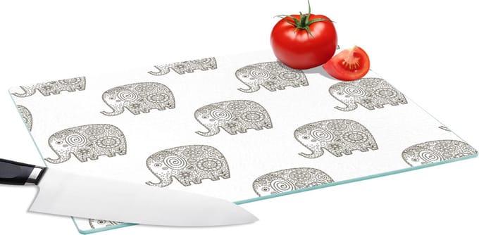 Glazen Snijplank - 39x28 - Doodle - Olifant - Design - Snijplanken Glas