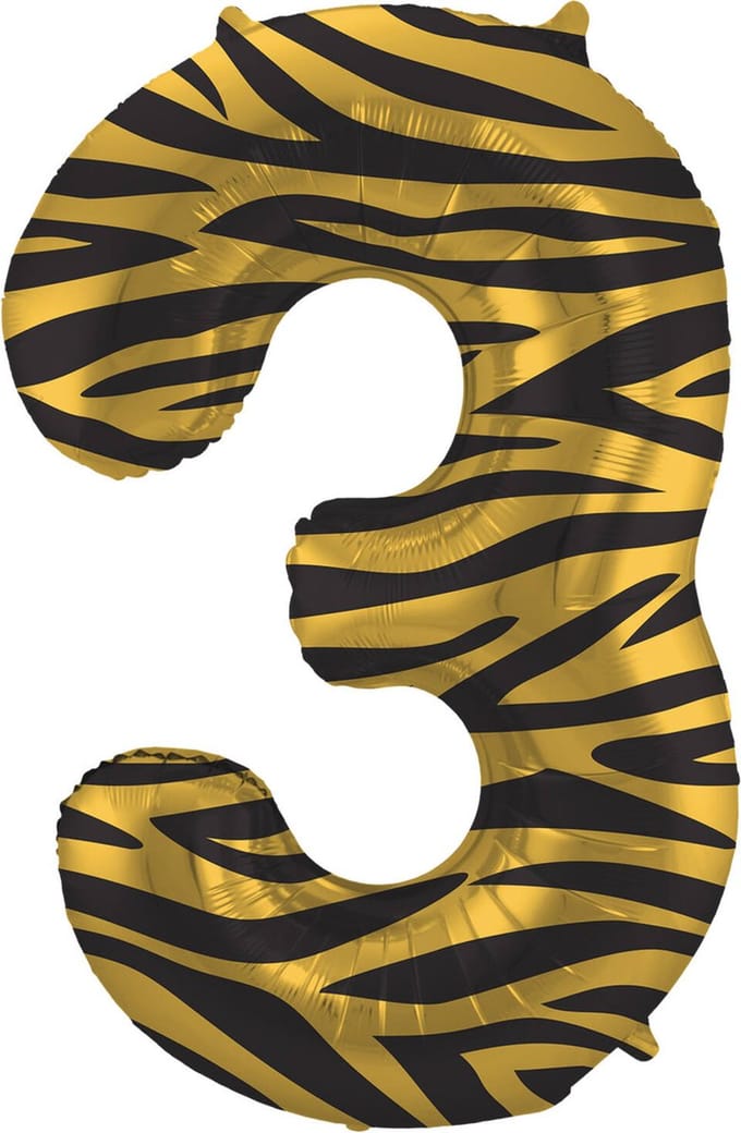 Folat - Folieballon Cijfer 3 Tiger Chic - 86 cm