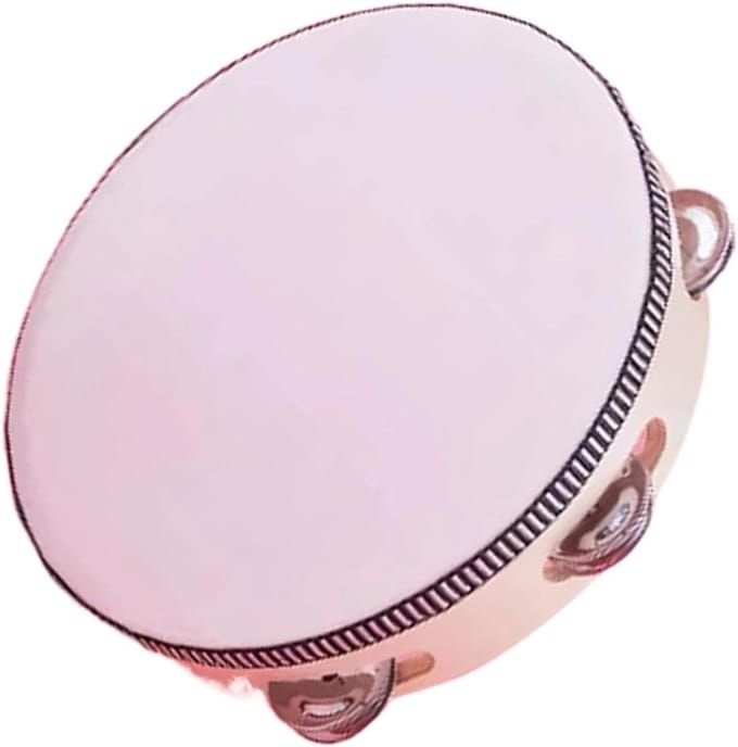 Kinder Tamboerijn - Percussie Trommel - Muziek Ontwikkelen - Eersteklas Geluidskwaliteit - 20 cm Diameter - Wit
