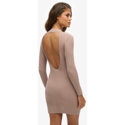 Superdry Rugloze Bodycon Mini-jurk Bruin Grootte: 38