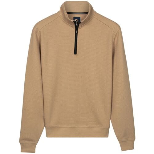 Baileys Trui Jacquard Doubleface Sweat Half Zip Zand / male