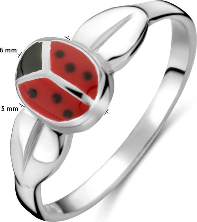 Zilver Ring Lieveheersbeestje Wit 1021826