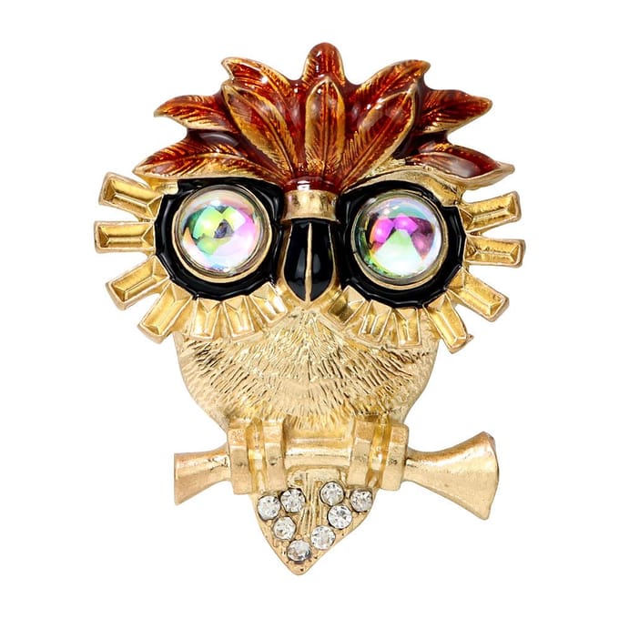 Broche Hibou Rétro Vintage Design Animal Bijoux de Mode Hiver Grands Accessoires Épingle Haute Qualité brown